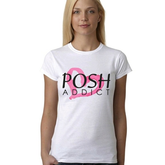 NWT POSH ADDICT  T-SHIRT in white - Picture 3 of 4